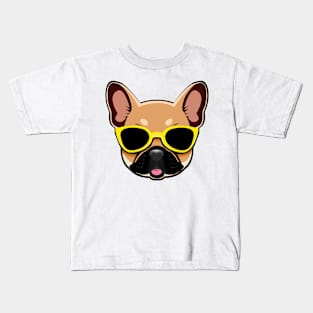 Brown Frenchie Dog in Yellow Shades French Bulldog Kids T-Shirt